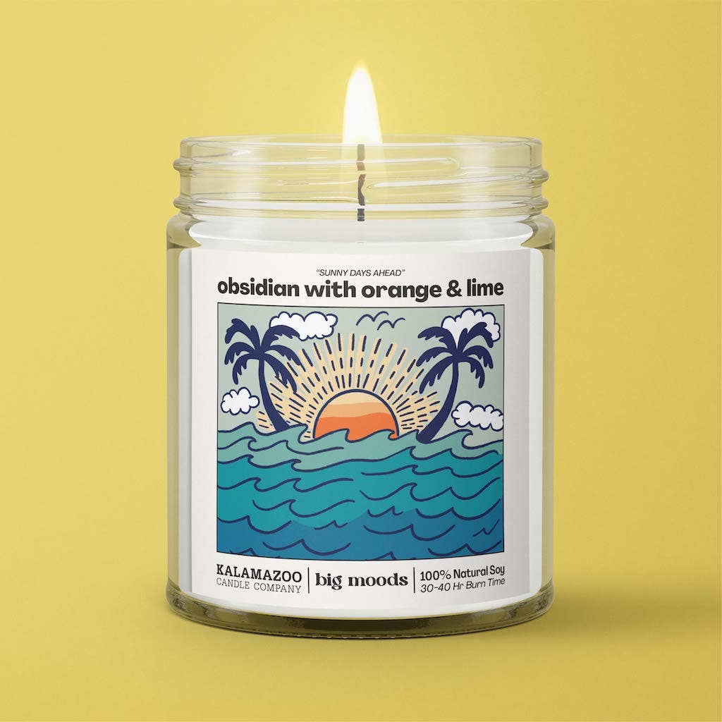 Luxury Soy Candle-"Sunny Days Ahead" Obsidian with Orange & Lime - Soy Candle