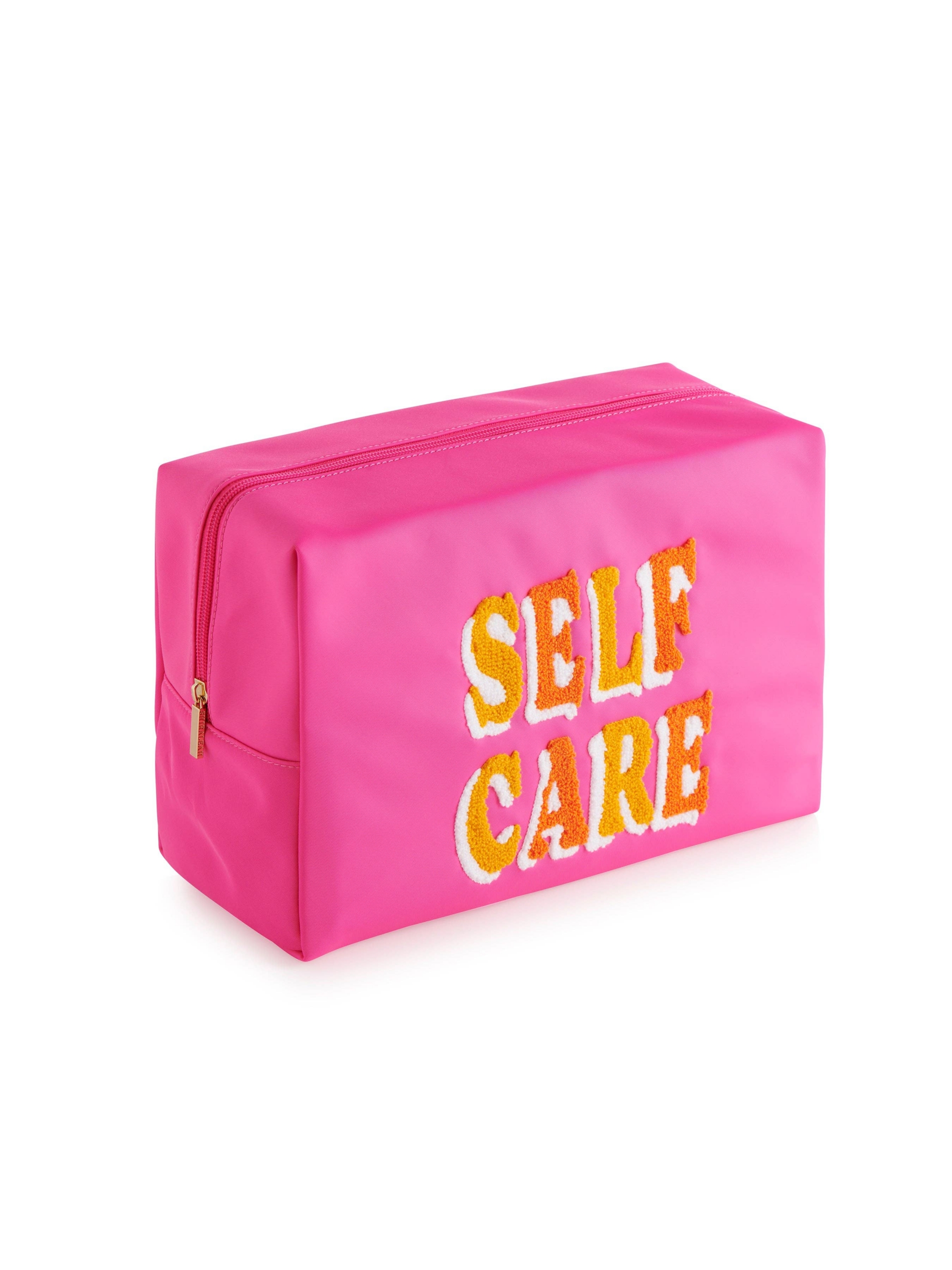 ZIP POUCH "SELF CARE" OVERSIZED, FUCHSIA